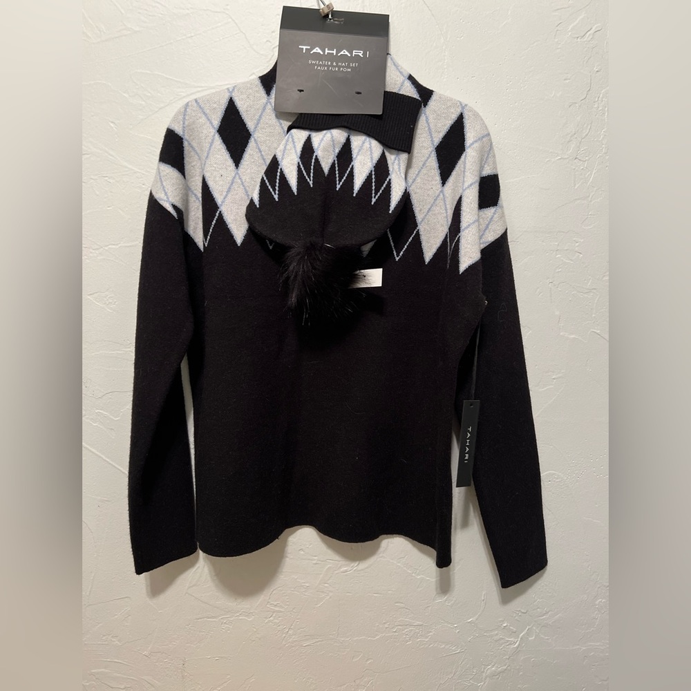 Tahari sweater and beanie